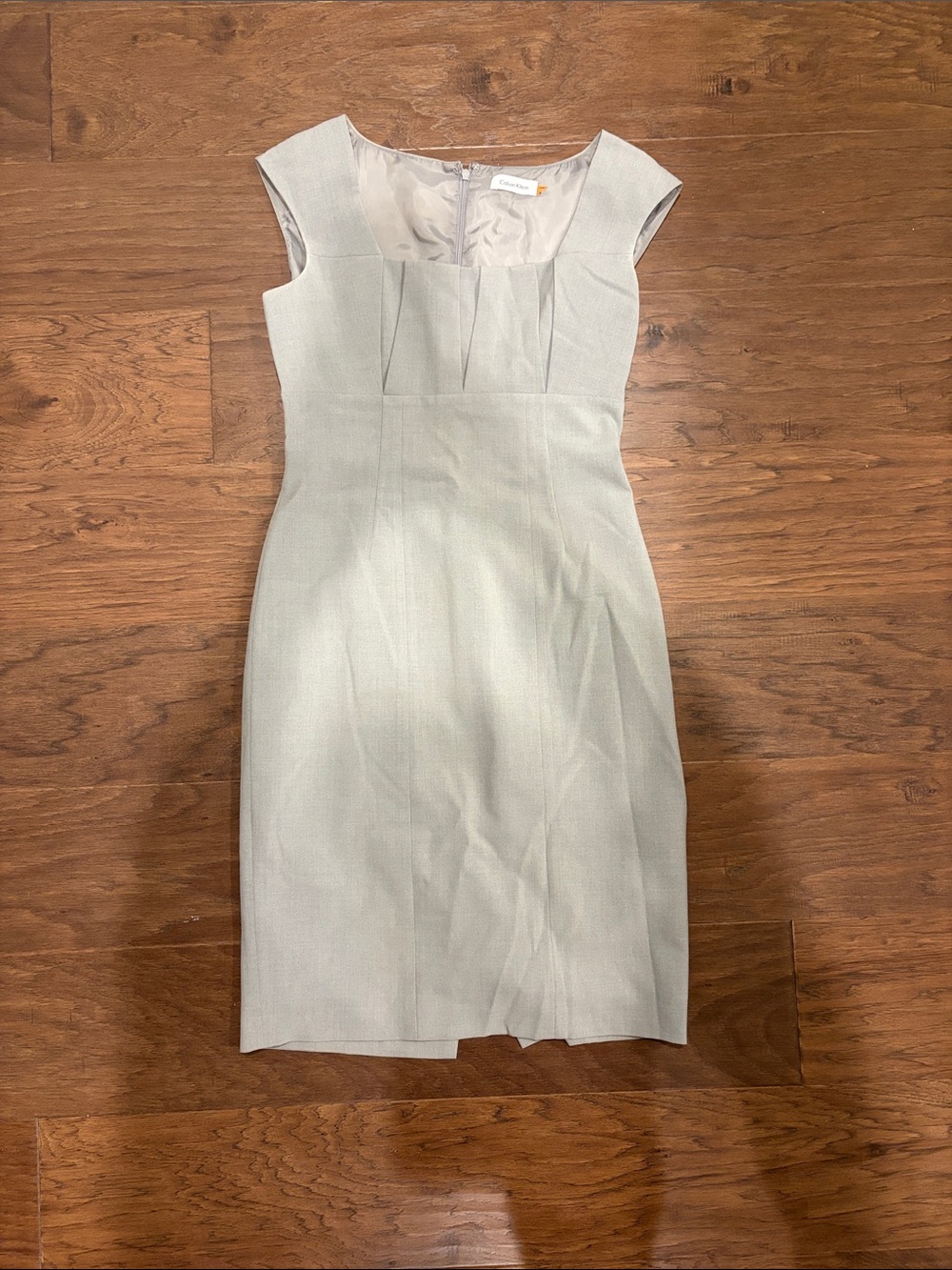 Calvin Klein Fitted Midi Sheath Dress in Gray